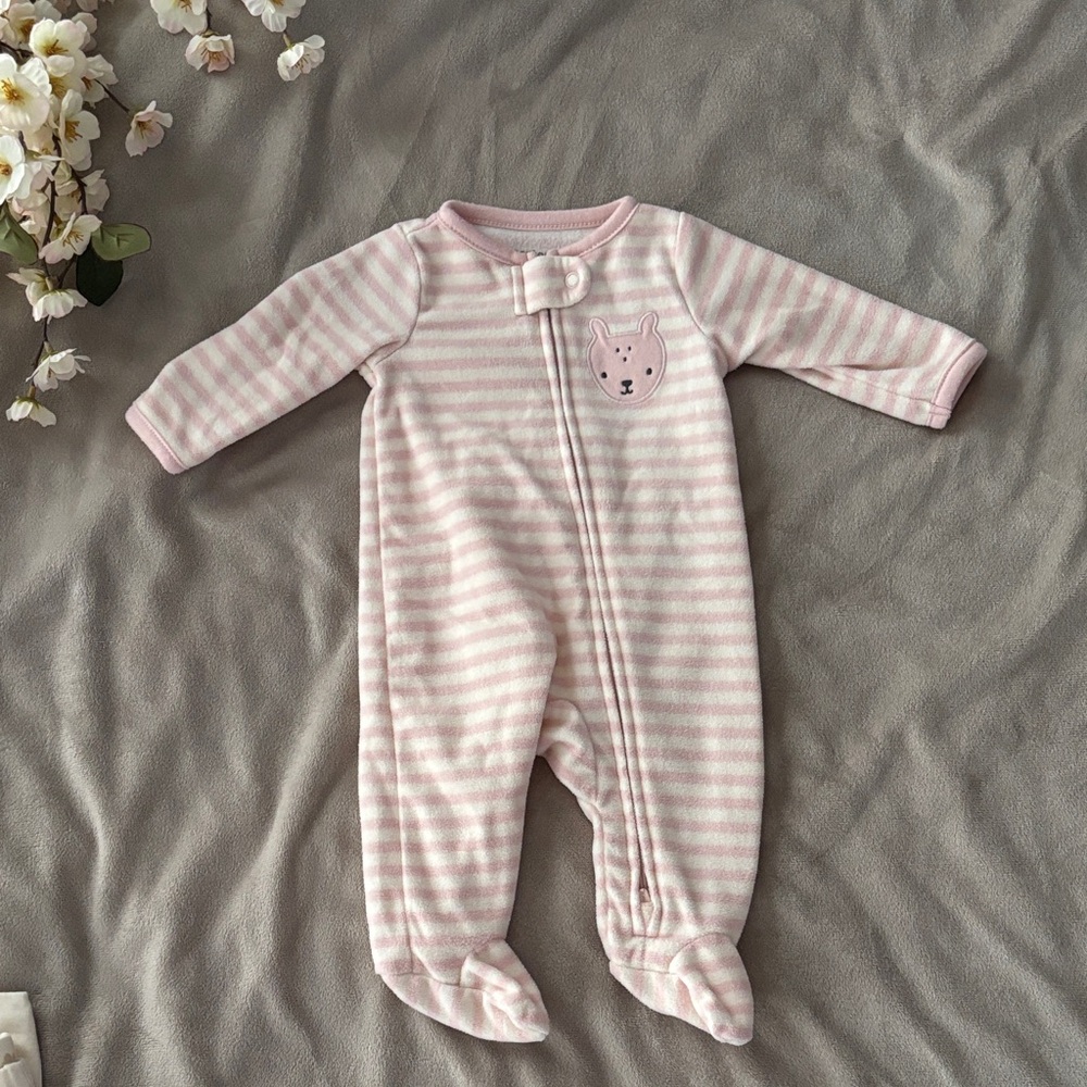 carter’s pink striped footed onesie